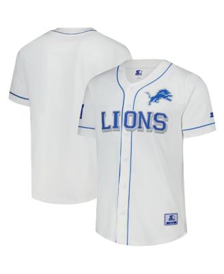 Starter - Men's White Detroit Lions Relay Full-Button Baseball Jersey