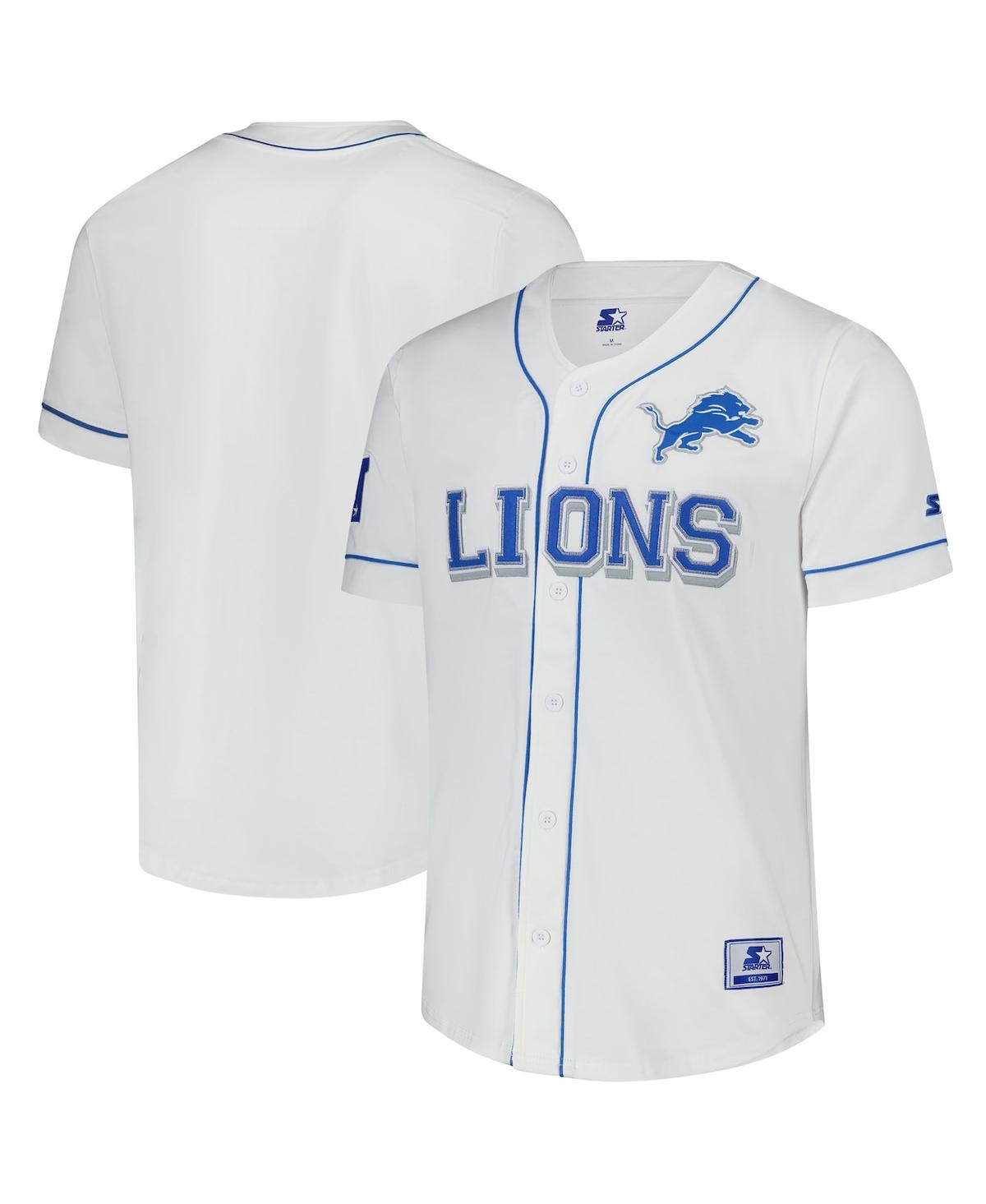 Men's White Detroit Lions Relay Full-Button Baseball Jersey - White