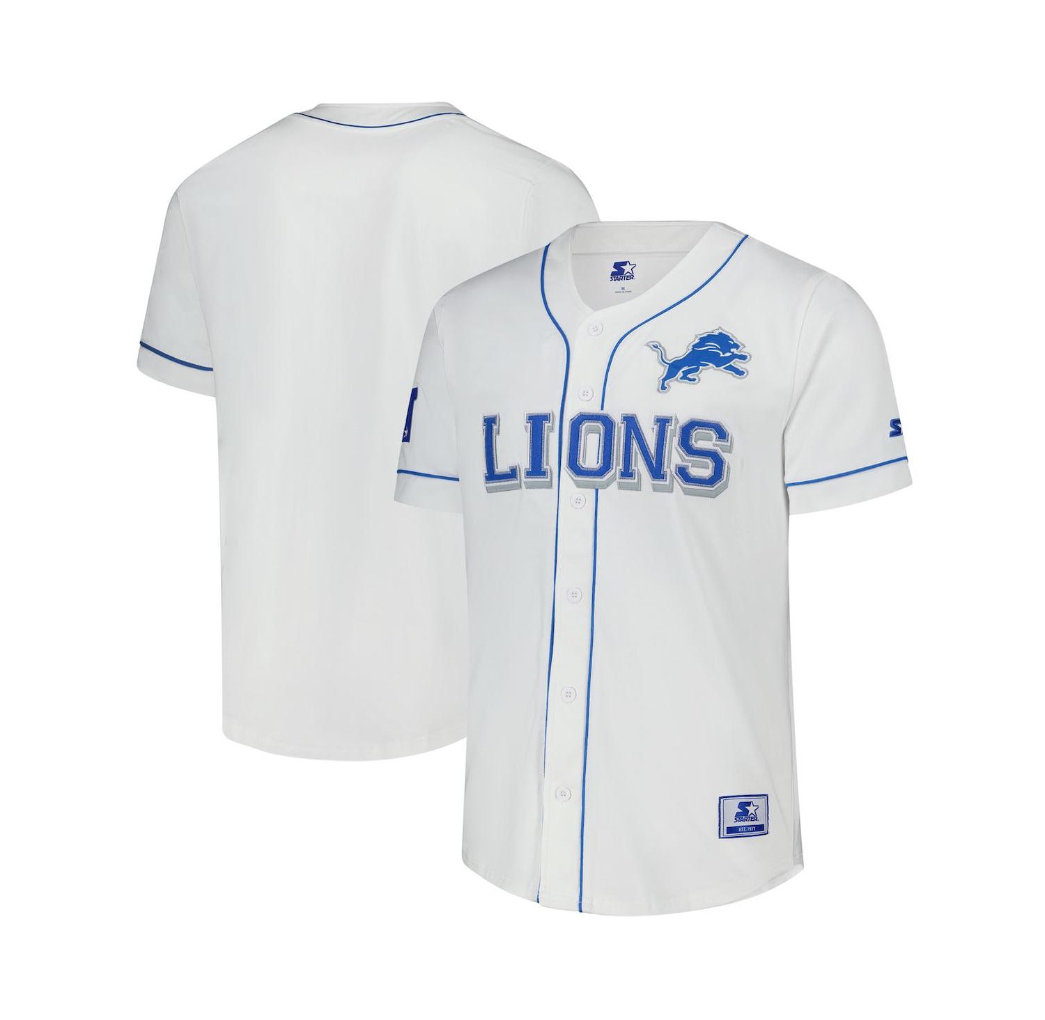 Men's White Detroit Lions Relay Full-Button Baseball Jersey