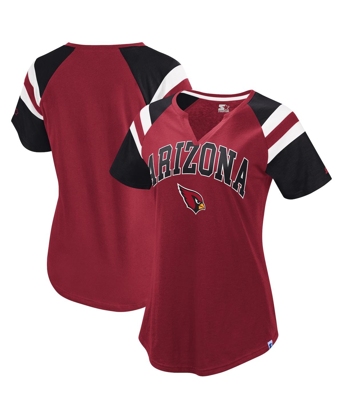 Women's Cardinal Arizona Cardinals Game On Notch Neck Raglan T-Shirt - Cardinal