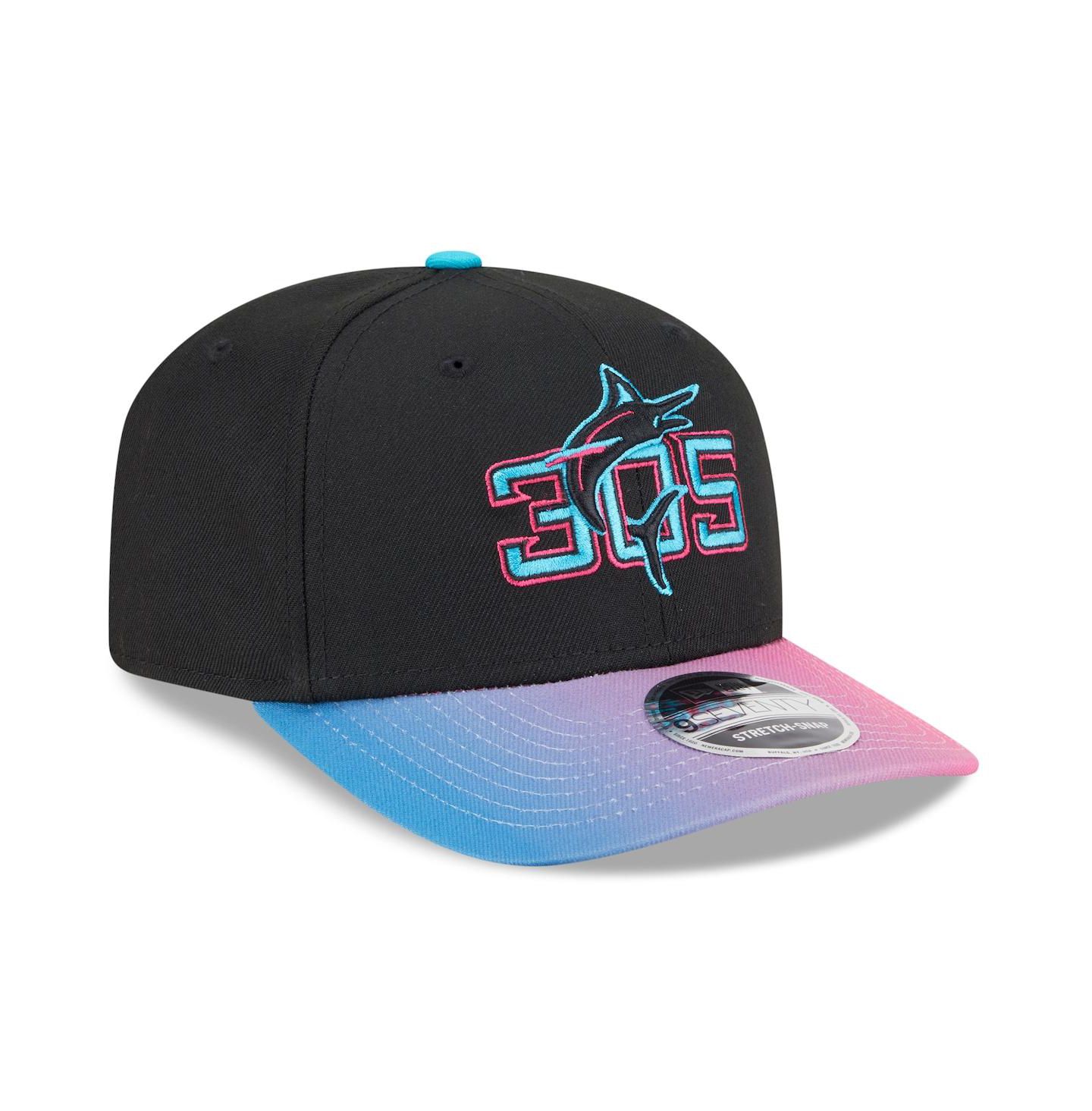 Мужская кепка New Era Black/Pink Miami Marlins 2025 City Connect 9SEVENTY Adjustable Hat — фото 2