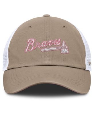 Men's and Women's Khaki/White Atlanta Braves Club Trucker Adjustable Hat