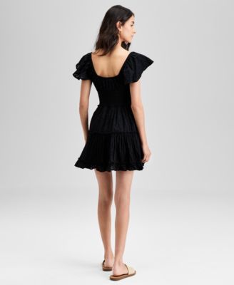 Women's Cotton V-Neck Fit & Flare Lace Dress, Exclusively at Macy's 