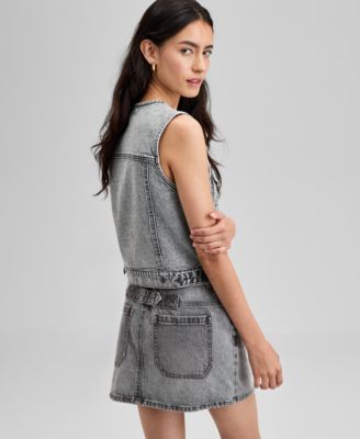 Women's Button-Front Denim Vest, Exclusively at Macy's