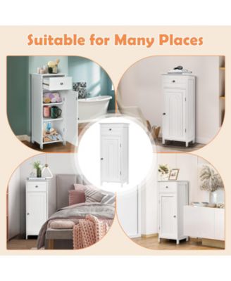 Wooden Storage Free-Standing Floor Cabinet with Drawer and Shelf