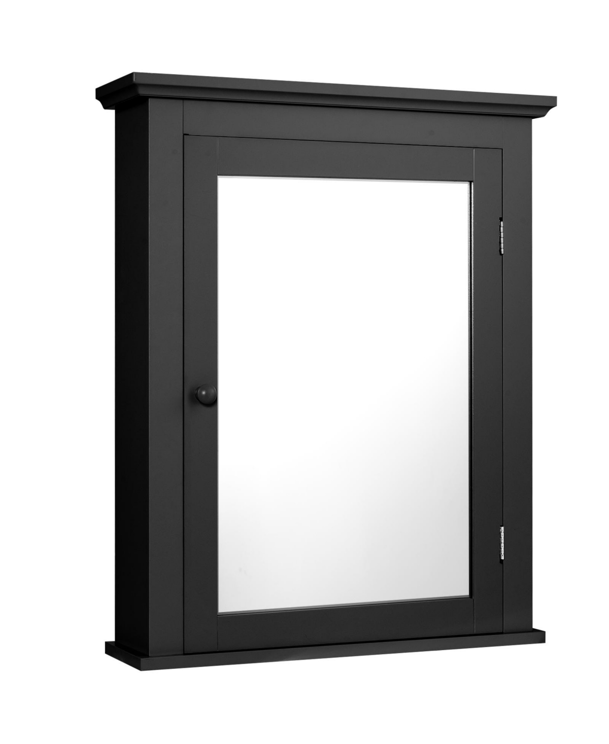 Wall Mount Bathroom Cabinet with One Mirror Single Door Adjustable Shelves Retro Handle - Black