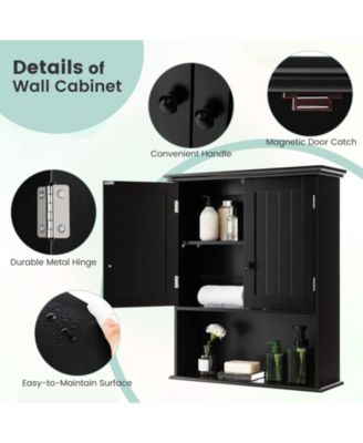 2-Door Wall Mount Bathroom Storage Cabinet with Open Shelf