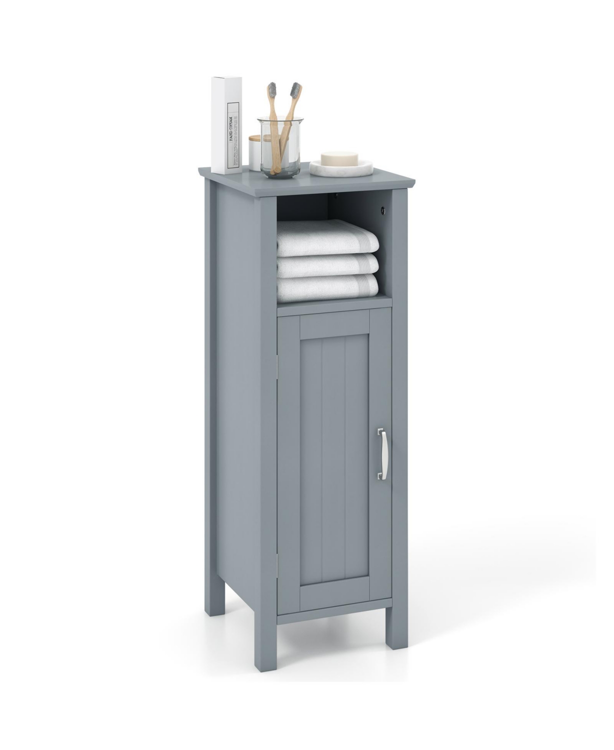 Bathroom Storage Organizer with 2-Tier Cabinet - Grey