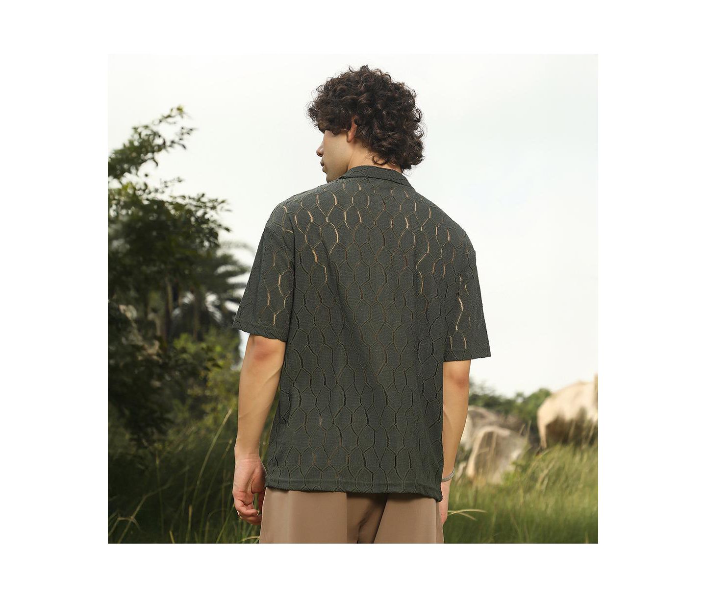 Мужская футболка Cahoot Campus Sutra Juniper Green Honeycomb-Knit Polo, цвет: Зелёный — фото 4