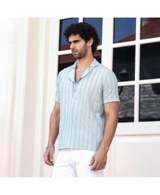 Men's Mint Green Wicker-Tactile Polo T-Shirt