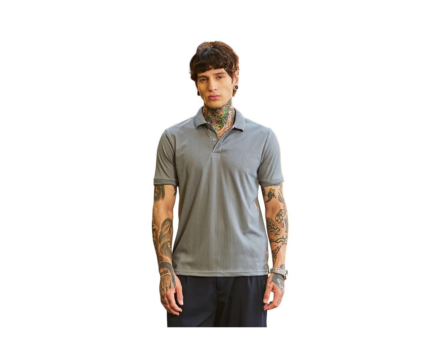 Мужская футболка Cahoot Campus Sutra Coin Grey Ribbed -Tactile Polo, цвет: Серый — фото 1