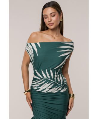 Women's Palm Print Ruched Dress