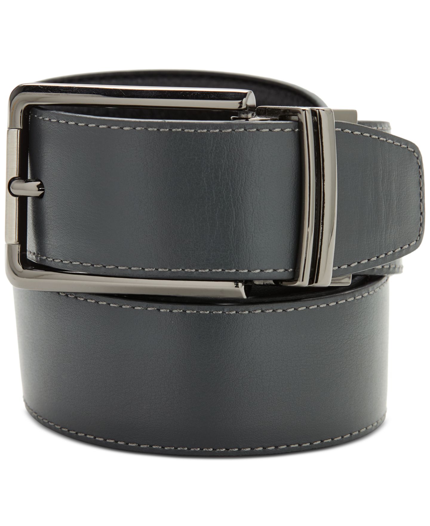 Мужской ремень Perry Ellis Portfolio Leather Amigo Dress Belt, цвет: Чёрный — фото 2