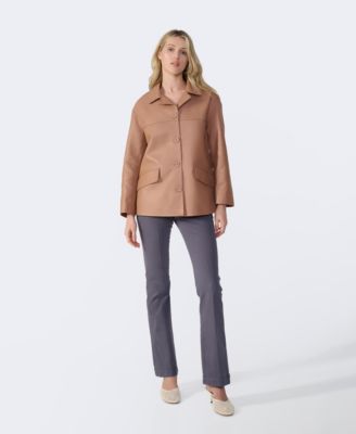 Women's Relaxed Leather Jacket, Created for Macy's