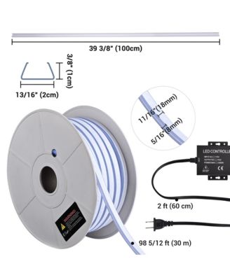 100FT RGB Neon Rope Lights with 2" Plastic U Channel System 10PCS,APP & Remote Control AC 110V Waterproof Cuttable DEL-D1M100R