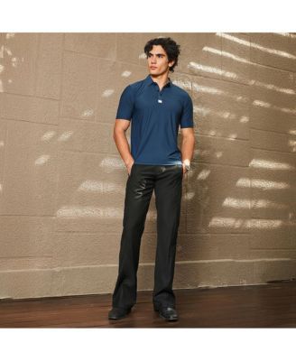 Men's Navy Blue Seamless Solid Polo T-Shirt