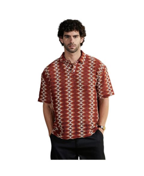 Мужская футболка Cahoot Campus Sutra Burnt Sienna Folk-Logenze Oversized Polo, цвет: Коричневый