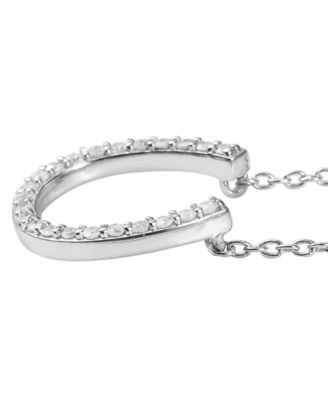 Diamond Horseshoe 18" Pendant Necklace (1/8 ct. t.w.) in Sterling Silver or 14k Gold-Plated Sterling silver