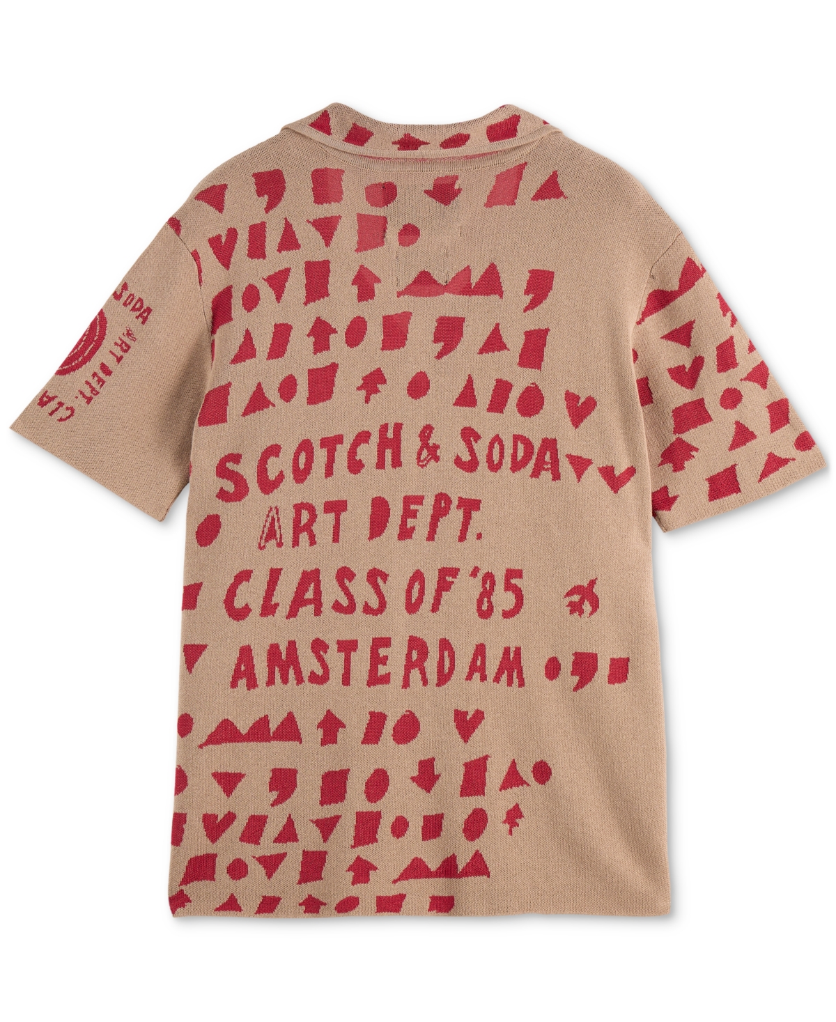 Scotch & Soda Jacquard Knit Camp Shirt In Neutral