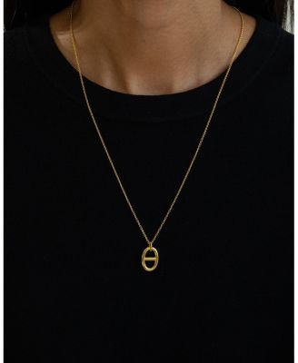 Sterling Silver 18k Gold Plated Erin Circle Necklace & Stud Earrings Set