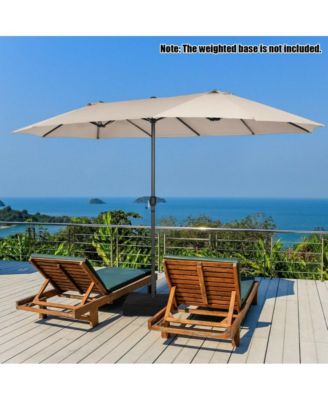 15 Feet Patio Double-Sided Umbrella with Hand-Crank System