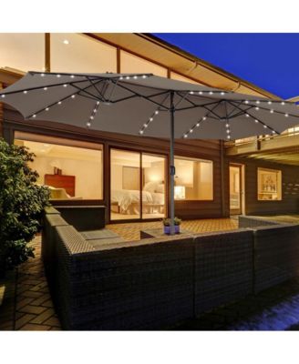 15 Feet Double-Sided Patio Umbrella with 48 LED Lights