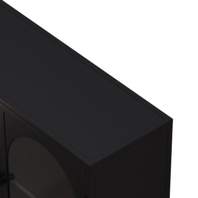 Four-door Glass Storage Cabinet (Black)