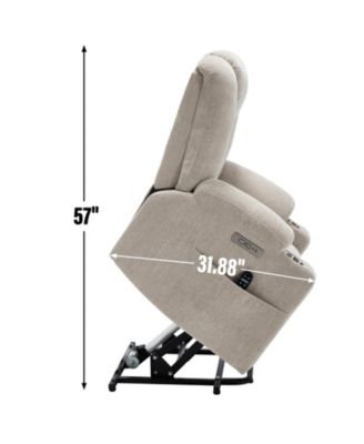 Power Lift Recliner w/ Massage & Heat, USB, Cup Holders - Beige