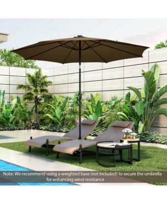 10 Feet Patio Umbrella with 112 Solar Lights and Crank Handle