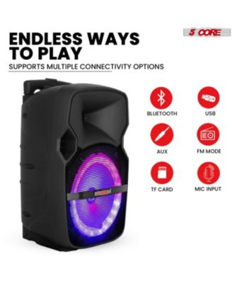 10" TWS Bluetooth Party Speakers 400W Rechargeable PA System w/Tripod, Wireless Mics, LED, Karaoke