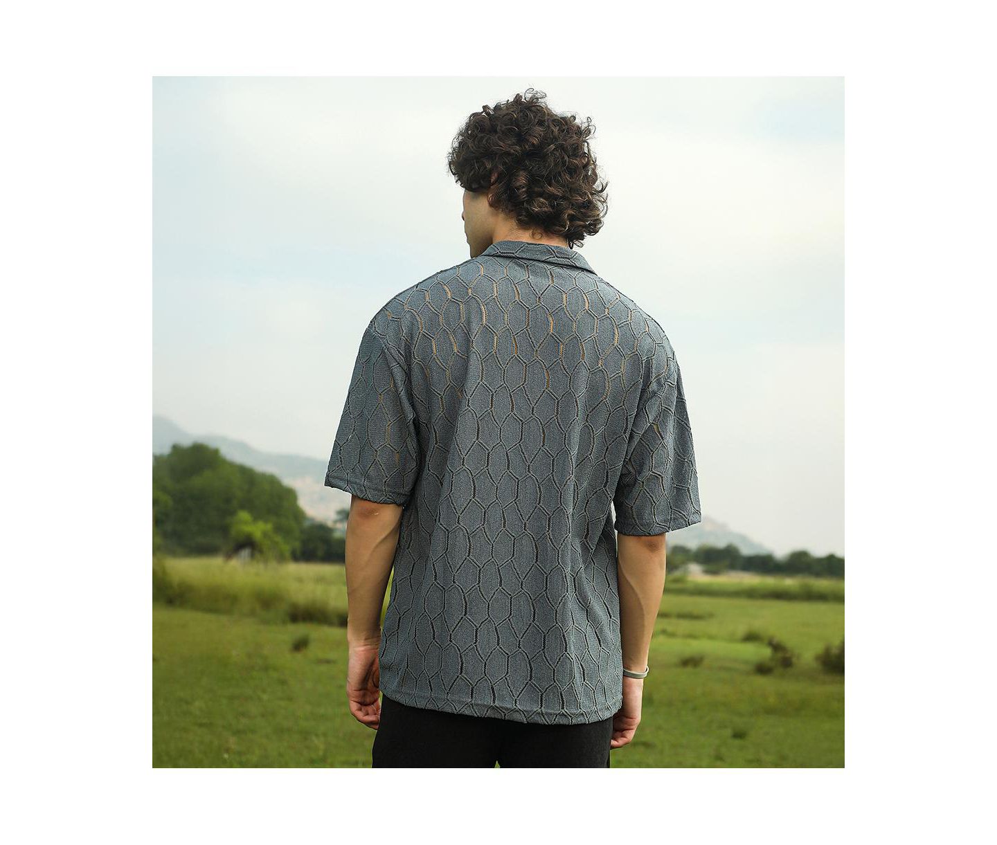 Мужская футболка Cahoot Campus Sutra Moon Grey Honeycomb-Knit Polo, цвет: Серый — фото 5