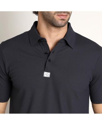Men's Midnight Black Seamless Ribbed Polo T-Shirt