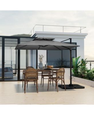 9.5 Feet Cantilever Patio Umbrella with 360° Rotation and Double Top