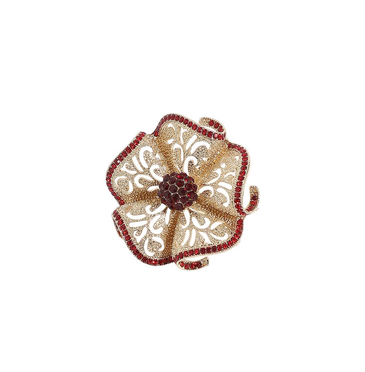 Stone Setting Flower Ring - Red
