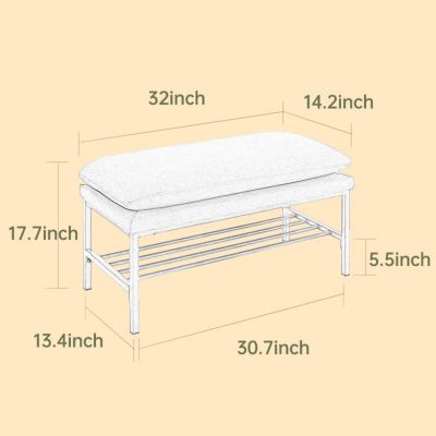 3-in-1 Linen Upholstered Shoe Bench