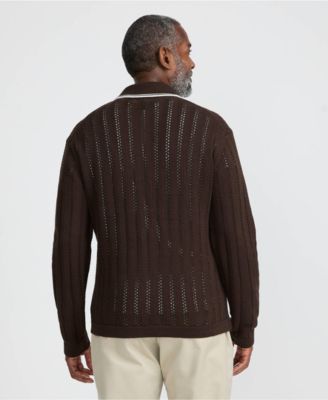 Men's Long Sleeve Button Through Summer Polo Cardigan