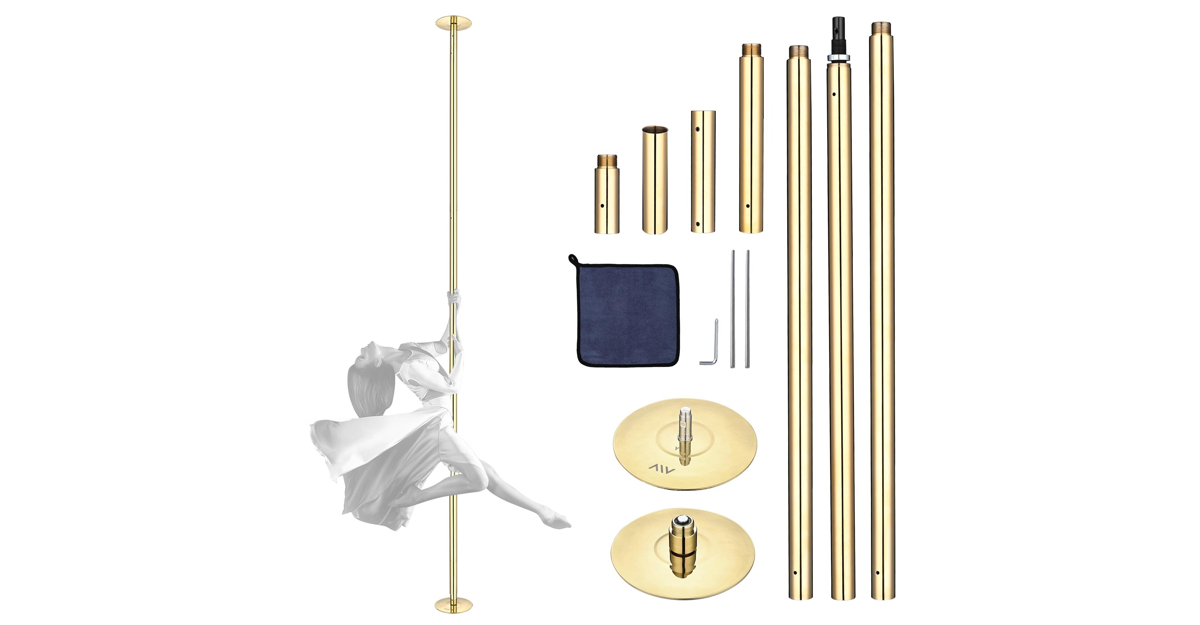 Yescom 12 Ft Spinning Static Dancing Pole Kit w/ Extensions Fitness Dance Exercise Gold