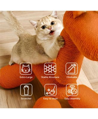 33.46" Large Giraffe Cat Tree Tower Modern Cat Climb Toy Play Center for Kittens Small Cats, Orange