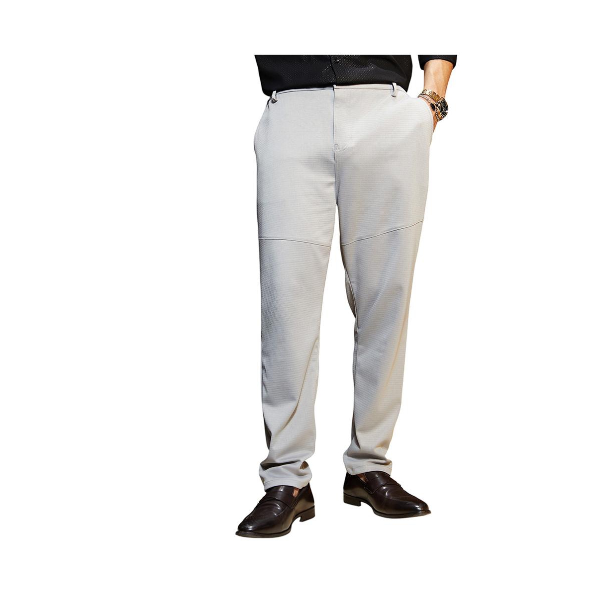 Men's Cloud Grey Panel-Waffle Chino Trousers - Grey