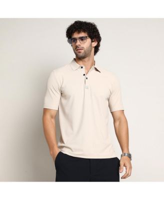 Men's Saltbox Beige Seamless Ribbed Polo T-Shirt