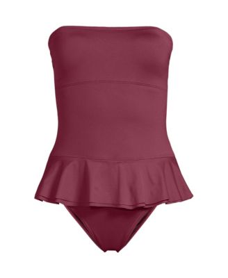 Women's Sculpting Suit Ruffle Bandeau One Piece Swimsuit
