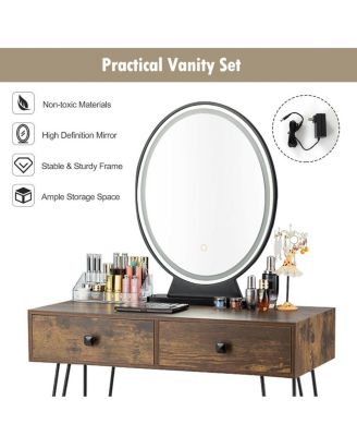 Industrial Makeup Dressing Table with 3 Lighting Modes