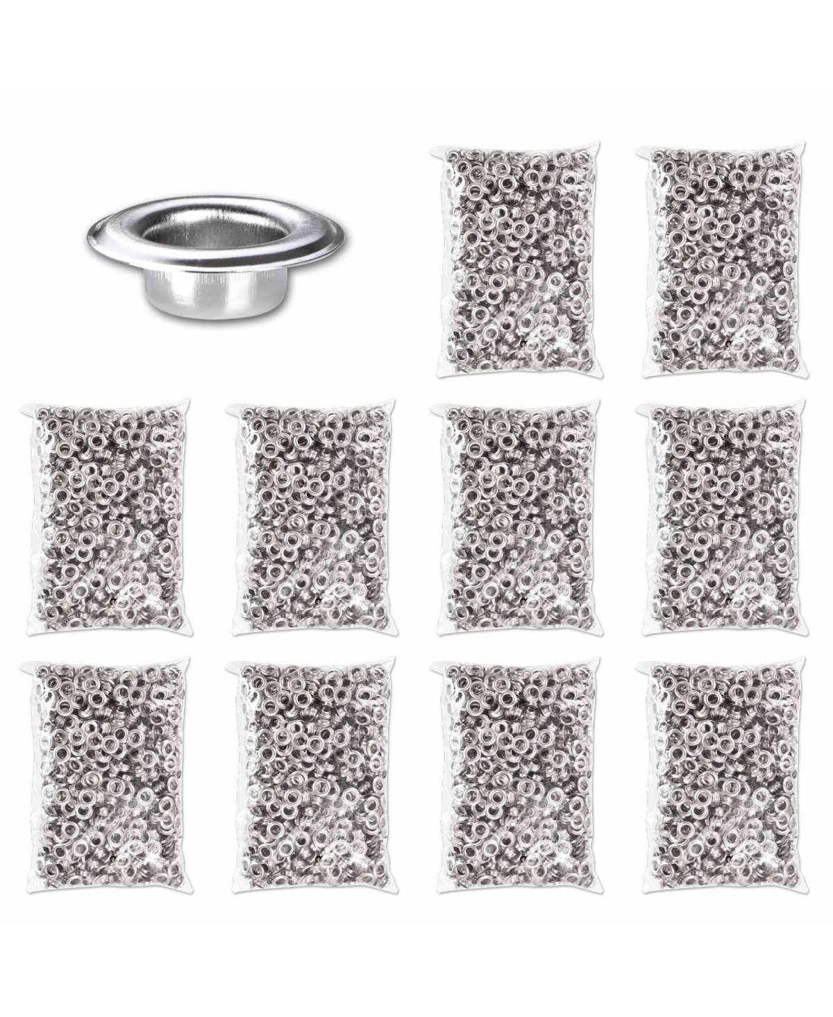 10000 pcs Grommet Kit 3/8 inch Size #2 Nickel Grommets for Fabric Leather Tarp Semi-Automatic Eyelet Machine - Natrual