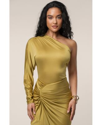 Women's One Shoulder Shirred Bodysuit