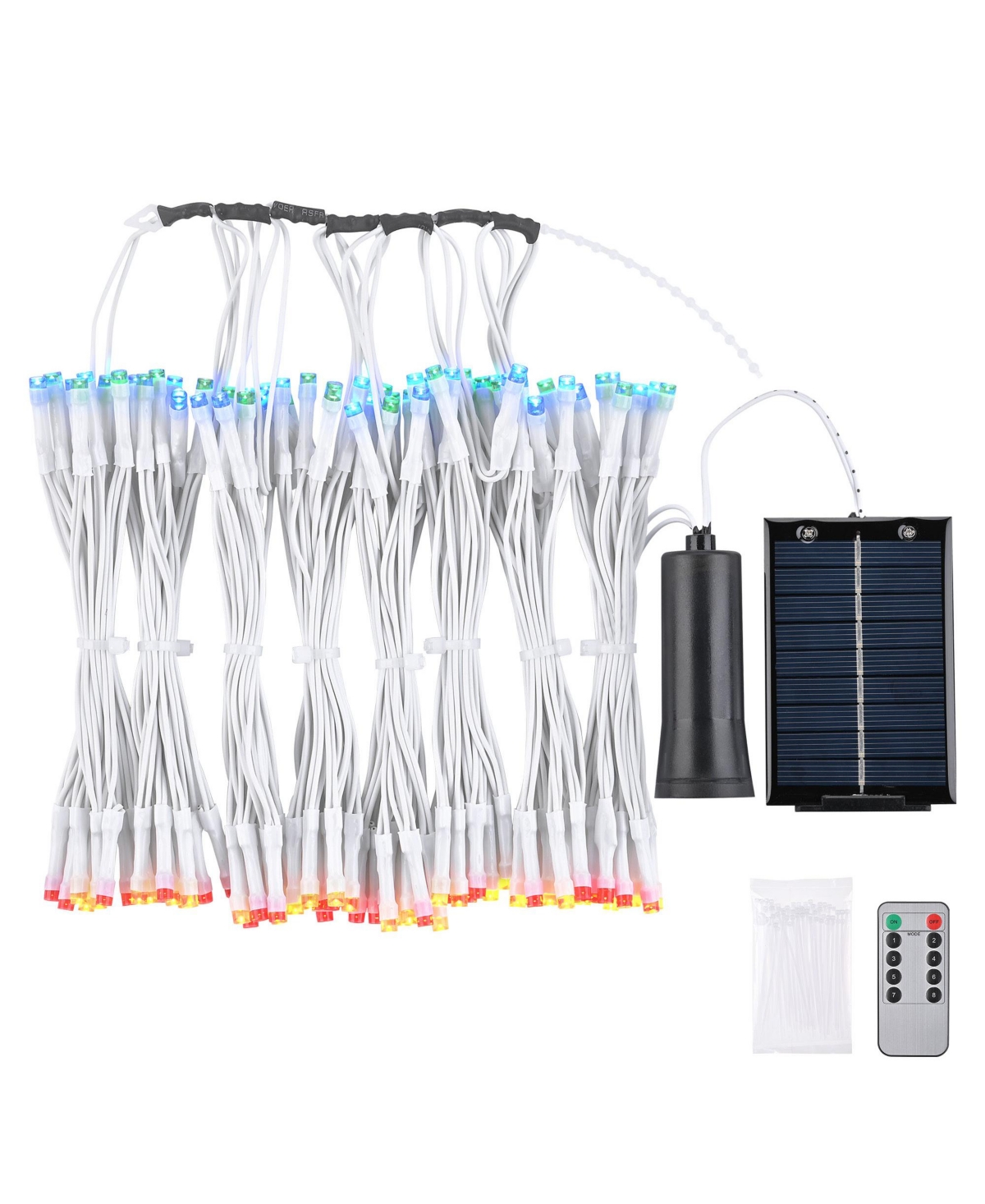 Patio Umbrella Solar String Light with Remote Control Timer Fit 8-Rib 8/9/10 Ft Outdoor 128 Rgb Led 8 Mode Camping Tents - Natrual
