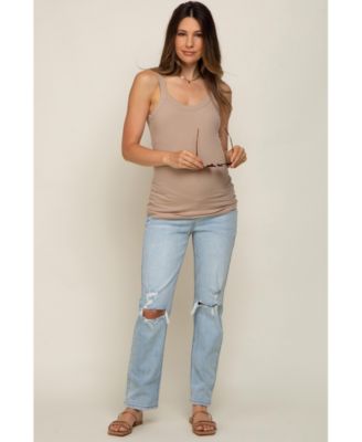 Maternity Light Blue Distressed Knee Jeans