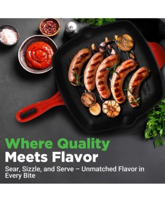 17.09” Heavy-Duty Cast Iron Square Skillet Grill Pan NCCIES47 - Modern Home Color