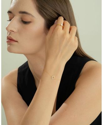 Sterling Silver 18k Gold Plated Aria Clover Set Bracelet,Necklace,Stud