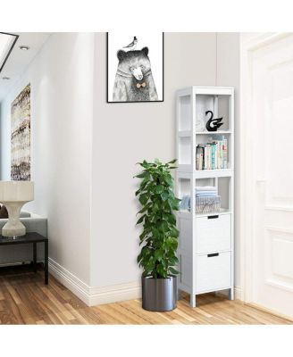 5-Tier Multifunctional Bathroom Floor Cabine Storage with 2 Drawers