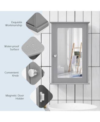 Bathroom Wall Cabinet with Single Mirror Door